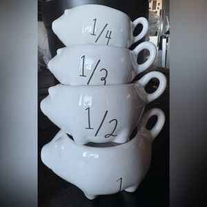 Rae Dunn Farmhouse White Pig-Shaped Measuring Cups Set
